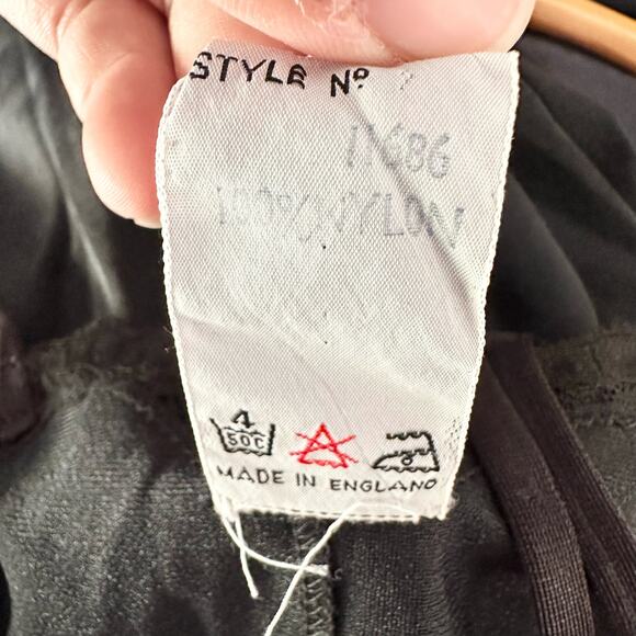 Lux Lux Designed by Hardy Amies England Designer Black Sheer Long Slip High Slit - Picture 14 of 14